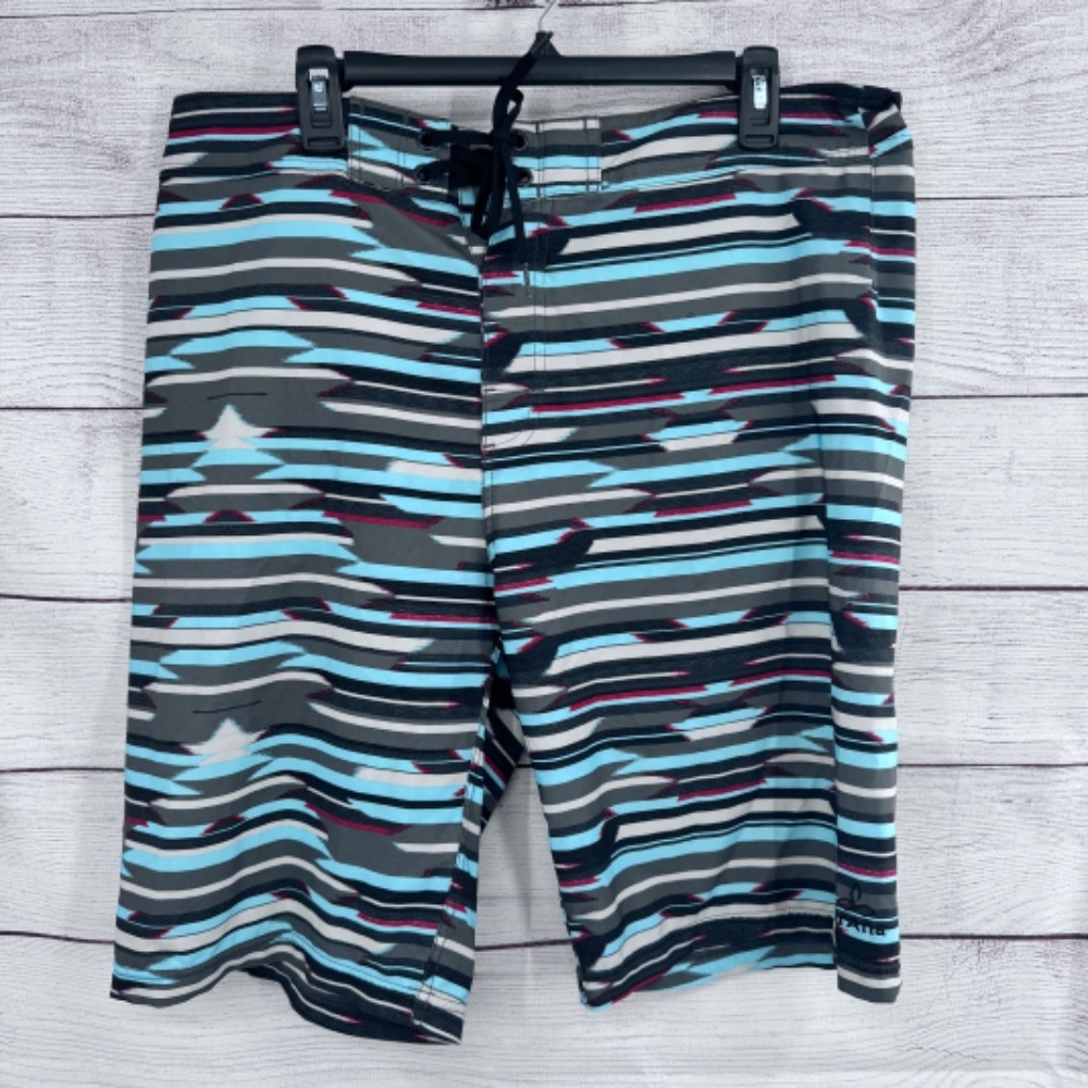 Prana Board Shorts Swim Trunks Striped UPF‎ 50+ Beach Surf Water Size 36
